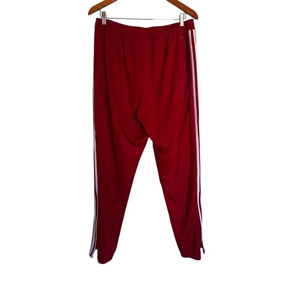 Adidas Mens Red Jogger Pants With White Stripes Elastic Waistband Slim Fit Z L - Picture 2 of 6